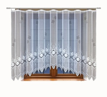 Biała żakardowa firanka do salonuz taśmą 180x300cm