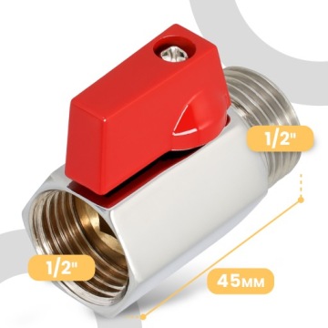 Шаровой кран 1/2'' GWxGZ MINI латунная водопроводная труба СИНИЙ КРАСНЫЙ BD-T