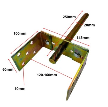 Podstawa słupa regulowana do 160mm pręt gwintowany
