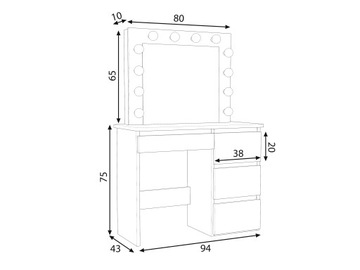Косметический туалетный столик BETA 12 LED + STOOL Sonoma