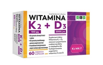 Witamina K2 MK7+ D3 2000 j.m. 60 kapsułek MBM