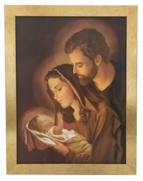 OBRAZY NA ŚCIANĘ ŚWIĘTEJ RODZINY 35X45 ZŁOTA RAMA
