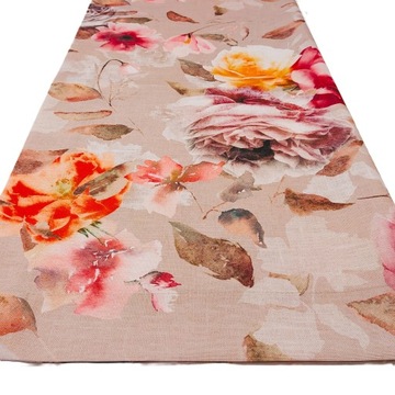 Bieżnik GLAMOUR BEŻ+KWIATY, serweta na stół 180x40