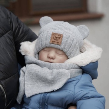 ЗИМНИЙ КОМПЛЕКТ для новорожденного ШАПКА И ШАРФ, 36-38 г.