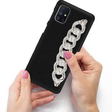 Etui Matowe Blink Do SAMSUNG M51 Srebrny Łańcuszek