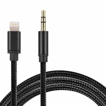 KABEL PRZEJŚCIÓWKA DO IPHONE AUX JACK AUDIO CZARNY