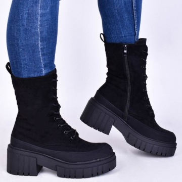 ЖЕНСКИЕ ЗАМШЕВЫЕ БОТИНКИ НА ПЛАТФОРМЕ НА ШНУРОВКЕ