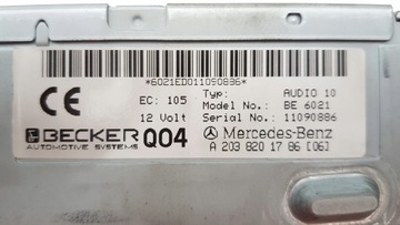 MERCEDES-BENZ W 203 RADIO CD BE 6021 BECKER + PIN