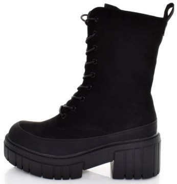 ZAMSZOWE SZNUROWANE DAMSKIE GLANY PLATFORMA