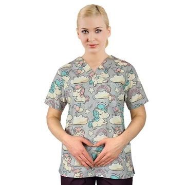 Bluza medyczna damska fartuch kolorowy wzorek 4XL