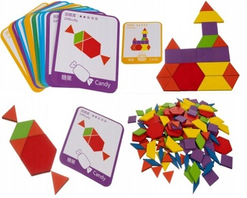 ПАЗЛ ДЕРЕВЯННЫЕ БЛОКИ МОНТЕССОРИ 155 деталей мозаика