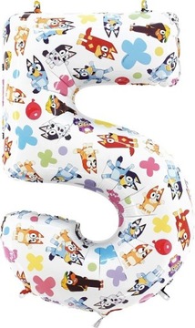 Balon foliowy cyfra 5 Bluey Bingo 26cali 66cm urodziny