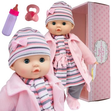 BOBAS LALKA MÓWI I ŚPIEWA PO POLSKU ZAMYKA OCZY BUTELKA BABY UBRANKA BORN