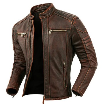 Męska Kurtka skórzana BIKER Skóra Naturalna XL