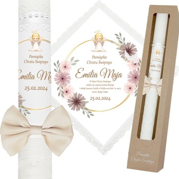 ŚWIECA NA CHRZEST SZATKA DO CHRZTU IMIĘ eko