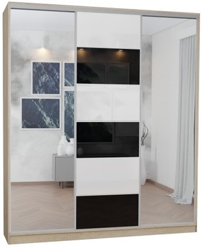 SZAFA 3D1L 170x250 WYSOKA SONOMA- lacobel mix cz/b