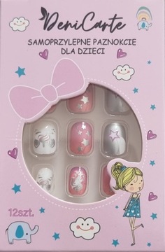 SZTUCZNE PAZNOKCIE TIPSY DLA DZIECI SAMOPRZYLEPNE UNICORN JEDNOROŻEC