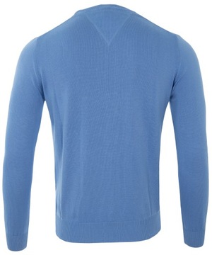 ЭЛЕГАНТНЫЙ СВИТЕР ВЫСОКОКАЧЕСТВЕННЫЙ 100% ХЛОПОК С ВЫРЕЗОМ СИНИЙ M