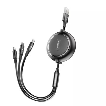 Выдвижной кабель Baseus Golden Loop USB 3в1 — micro USB/Lightning/USB-C