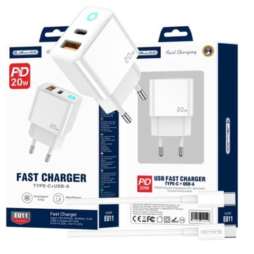 Ładowarka JELLICO EU11 PD 20W z Portem USB-C Zestaw z kablem USB C