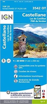 IGN Castellane, Lac de Castillon, Parc Verdon Mapa