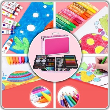 НАБОР ХУДОЖЕСТВЕННОЙ РАСКРАСКИ ДЛЯ ДЕТЕЙ + ЧЕМОДАН Фломастеры, мелки, краски