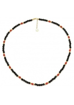 CUDNY NASZYJNIK DAMSKI BLACK&RED SREBRO S925