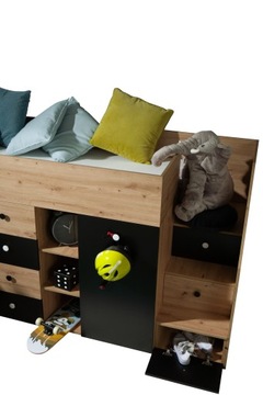 Двухъярусная кровать в мезонине и письменный стол SMART 3