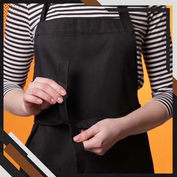 FARTUCH KUCHENNY WODOODPORNY FARTUSZEK OCHRONNY DO KUCHNI CZARNY KIESZONKA