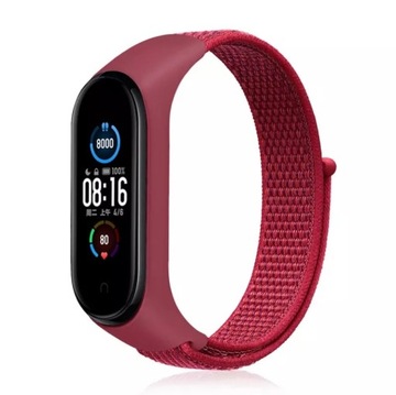 PASEK OPASKA BRANSOLETA DO MI BAND 5/6/7 | CZERWONY NYLON TKANINA