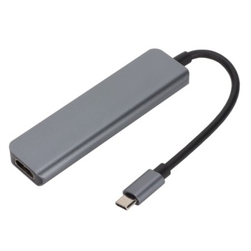 Концентратор USB C 5-в-1 с разрешением Ultra HD и быстрой передачей данных со скоростью 5 Гбит/с для офиса и путешествий.