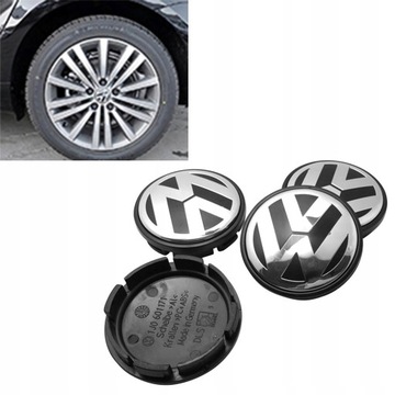 4 шт. Колпаки на легкосплавные диски VW, оригинальные 65 мм.