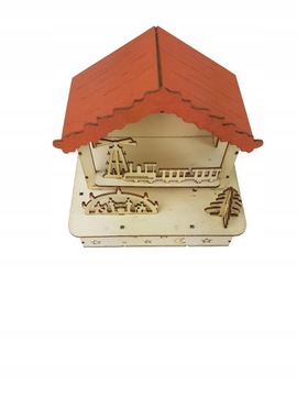 DOMEK DREWNIANY LED ŚWIĄTECZNY KLIMAT