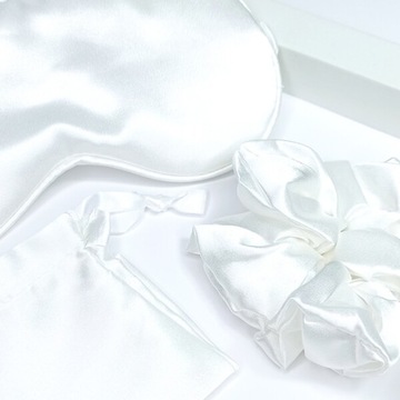 Атласный спальный комплект с повязкой на голову, резинкой и сумкой YEYE Green