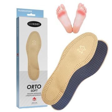 Wkładki do butów ortopedyczne skórzane z pelotą metatarsalną ORTO SOFT r.45