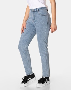 Jasne Spodnie Damskie Mom Jeans Dżinsy Zwężane Wysoki Stan Strecz 6700 W44