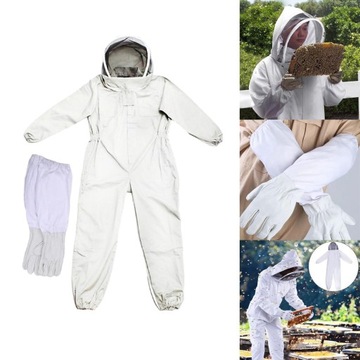 Комбинезон пчеловодческий с перчатками. Комбинезон для племенной работы. Перчатки размера XXL с рукавами.