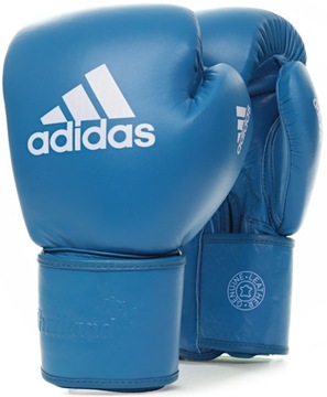 Rękawice bokserskie Adidas skóra skórzane niebieskie