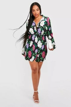 BOOHOO PLUS PLISOWANA SUKIENKA MINI 7XL