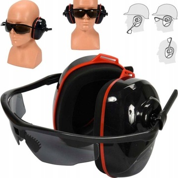 NAUSZNIKI PRZECIWHAŁASOWE OCHRONNE + OKULARY UV