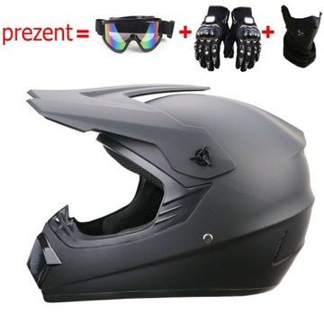 KASK MOTOCYKLOWY OFF-ROAD ENDURO MOTOCROSS GOGLE MASKA RĘKAWICZKI