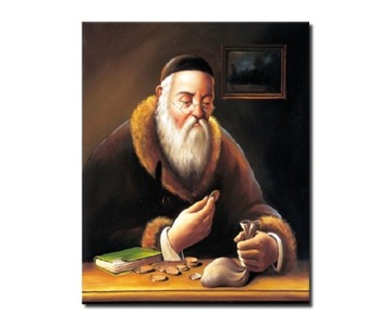 PORTRET ŻYDA Z PIENIĄŻKIEM ŻYD NA SZCZĘŚCIE OBRAZ