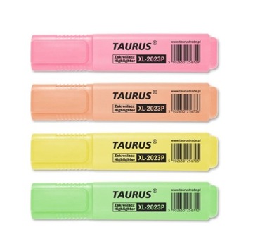 Zestaw pastelowych zakreślaczy TAURUS 4 kolory