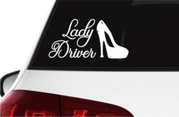 Naklejka na auto LADY DRIVER szpilki obcasy *18cm *Kolory