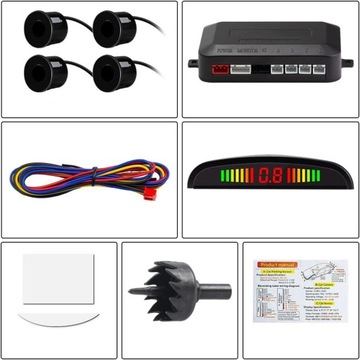 4X ДАТЧИКИ ПАРКОВКИ ЗАДНЕГО РАБОТЫ, КОМПЛЕКТ ДИСПЛЕЯ ПЕРЕДНИЙ ЗАДНИЙ, СЕРЕБРЯНЫЙ