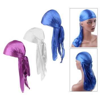 3 шт., мужская шелковистая повязка на голову Durag, пиратская шляпа от выпадения волос, белая, синяя, фиолетовая