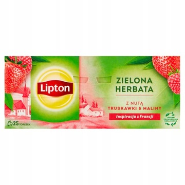 Lipton Zielona Herbata truskawka malina 25 torebek