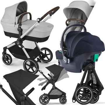 WÓZEK CYBEX 3W1 EOS LUX SLV LAVA GREY I FOTELIK AVIONAUT COSMO