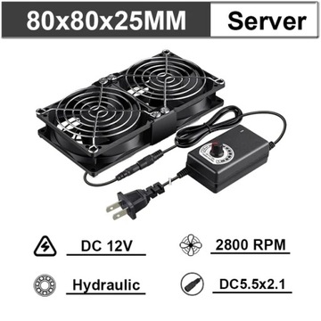Gdstime DC 12V podwójna kula 80x25mm 80mm wentylator komputera z dużym