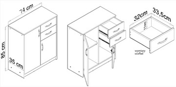 ШКАФ КОМНАТНЫЙ K020, полка, ящики, ДУБ СОНОМА